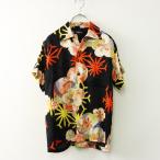 パゴン pagong 京都 祇園 シルク オープンカラー アロハシャツ SS｜ブラック トップス 半袖 カットソー 花柄【2400014741247】