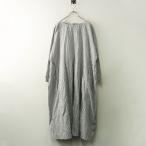 【期間限定価格】ネストローブ nest Robe コットンリネンストライプワンピース F＼ライトブルー ドレス タック フレア【2400014748192】