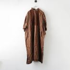2021SS アデュートリステス ロワズィール ADIEU TRISTESSE LOISIR リネンレース ストライプ ワンピース ｜ブラウン【2400014753462】