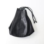 エヴァムエヴァ evam eva レザー巾着バッグ＼ブラック ショルダーバッグ ドローストリング【2400014757835】