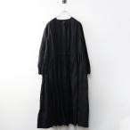 【期間限定価格】オールドマンズテーラー R&D.M.Co- リネンノーカラーギャザーワンピース S＼ブラック 切替 フレア ドレス【2400014758481】