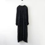 クボサンメイド kubo san made ドット ワンピース ｜ブラック  トップス ドレス  水玉 長袖 シャーリングネック【2400014758870】