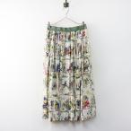 未使用 2023SSロイスクレヨン Lois CRAYON プリントギャザースカート M＼ホワイト フレア ロング 貴族 【2400014762426】