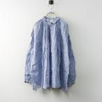 ショッピングチュニック 【期間限定価格】2022SS ヴェリテクール Veritecoeur アンティーク ブラウス F｜サックス シャツ 長袖 スモールカラー ストライプ【2400014769982】