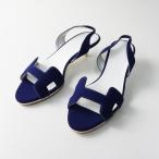 【期間限定価格】レディース エルメス HERMES オラン コットン Hモチーフ バックストラップサンダル 36/23-23,5cm ネイビー┃//【2400014787160】