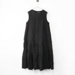定価2.6万  ガーゼ Gauze# g378-rf リネンプリーツ ノースリーブワンピース F■ブラック チュニック ドレス 染色 麻【2400014790566】