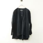 ショッピングエヴァ 2022SS エヴァムエヴァ evam eva linen shirts リネン ノーカラー シャツ ｜ブラック トップス 長袖【2400014799613】