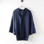 美品 ソウソウ SOU・SOU 京都 毛 風靡 ふうび 筒袖 和服チュニックカットソー S ネイビー┃日本製 トップス【2400014828252】