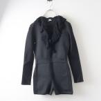  редкий 2022AW коллекция надеты item Hermes HERMES оборка шелк поли стрейч все в одном 36 черный -.[2400014833508]