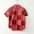 ショッピングパッチワーク ピンクハウス PINK HOUSE バンダナ柄パッチワークシャツ L＼レッド ブラウス スナップボタン ウエスタン コットン【2400014855418】