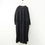ショッピングダンガリー 2023AW ネストローブ nest Robe コットンリネンダンガリーギャザーワンピース F｜ネイビー インディゴ 藍染め【2400014856910】