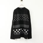 AD2015 コムデギャルソンオム COMME des GARCONS HOMME ドットボーダー切替プルオーバー M＼ブラック ニット メンズ【2400014857740】