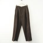 美品 ティッカ TICCA ウール ヘリンボーン織り タック入 テーパードパンツ 2 ブラウン┃スラックス【2400014863901】