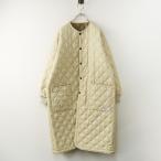 人気 美品 アーメン ARMEN ヒートキルト オーバーサイズ ノーカラーコート ロング丈 2 ベージュ┃ポーランド製【2400014868067】