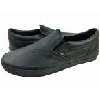 US企画 Vans Slip-On ヴァンズ バンズ スリッポン プレミアムレザー モノトーン ワントーン スニーカー 革 黒 Black オールブラック