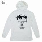Stussy World Tour Hood Tee ロングスリーブ ステューシー ストックロゴ ワールドツアー 名作 長袖Tシャツ フード付きロンT 白