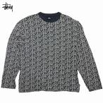 Used Stussy Letter Stripe L/S Crew Tee ステューシー 総柄 長袖 ロングスリーブTシャツ ロンT 古着 ポルトガル製 L カットソー