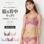 WEB限定セール アモスタイル チャーミングラマースリムラインDeepV ブラ&ショーツセット ラインアートステッチ(B,C,Dカップ) AMST1410