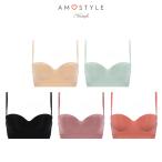 まとめ買い対象 WEB限定セール (アモスタイル)AMOSTYLE ストラップレスハーフカップブラ(ストラップ取り外し可) シグネチャースムース(B,C,Dカップ) AMST1420
