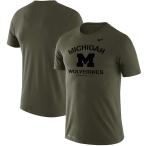 ショッピングナイキ tシャツ メンズ ナイキ メンズ Tシャツ 長袖 ロンT  Michigan Wolverines Nike Stencil Arch Performance T-Shirt - Olive
