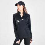 ナイキ レディース Tシャツ 長袖 Women's Nike Dri-Fit Swoosh Run Quarter-Zip Running Top - Black/Off Noir/Reflective Silver/White