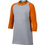 ショッピングナイキ tシャツ メンズ ナイキ メンズ 野球 ラグランTシャツ Nike Men's Pro Cool Reglan 3/4-Sleeve Baseball Shirt - Orange/Grey