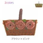 かごバッグ浴衣ラタン籐ブラウンピン...