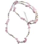 ネックレスローズクォーツ淡水パール...