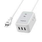 延長コード 2m 電源タップ TESSAN コンセントタップ 延長コード usb付き 3個AC口 三つのUSB-Aポート たこあしコンセント 分岐 テーブルタップ スイン