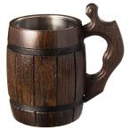 (One Mug) - Handmade Beer Mug Oak Wood Stainless Steel Cup Natural Eco