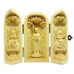 ツゲ 木彫仏像 彫刻 (大日三尊)