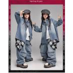  Kids Dance одежда выставить hip-hop Street для мужчин и женщин команда костюм Denim рубашка брюки Kids танцевальный костюм верх и низ детский Dance одежда Junior тренировка 