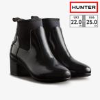 HUNTER レインシューズ レディース リファインド グロス ミッド ヒール ブーツ WFP1012NRG BLK ハンター REFINED