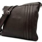 GUCCI グッチ ショルダーバッグ オールレザー シボ革 ファスナー開閉 ロゴ型押し 斜め掛け 大容量 多収納 メンズ ブラウン