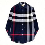 ショッピングBURBERRY BURBERRY バーバリー 長袖シャツ ノバチェック メガチェック メンズ ビジネス カジュアル Mサイズ ネイビー