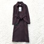 ショッピングバーバリー BURBERRY バーバリー ステンカラーコート ロングコート マキシ丈 パープル メンズ ラムウール100％ ベルト ビジネス ホースロゴ 32 未使用
