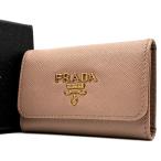 ショッピングPRADA PRADA プラダ キーケース 4連 サフィアーノレザー ロゴ レディース ピンクベージュ