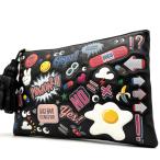  Anya Hindmarch ANYA HINDMARCH George дыра стикер клатч кожа черный чёрный мульти- осень .. Halloween "Семь, пять, три" подарок 