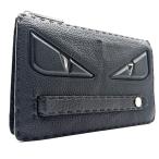 ショッピングフェンディ FENDI フェンディ セレリア モンスター クラッチバッグ セカンドバッグ バグズアイ メンズ レディース レザー 本革 ブラック 黒 シボ革