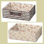 『ＰＰ』お花柄布付き四角タイプ収納ケース「36×26×12cm」／２種類