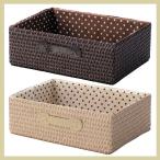 まとめ買い特価24P『ＰＰ』布付き四角タイプ収納「36×26×12cm」（取っ手付き）スモールドット柄／２種類