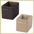 まとめ買い特価24P『ＰＰ』布付き四角タイプ収納「18×26×20cm」（取っ手付き）スモールドット柄／２種類