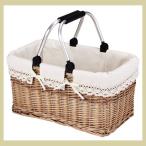 まとめ買い特価6P『煮柳』パイプハンドルの布付き四角タイプバスケット（片手持ち）／レース
