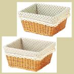 『芒草』ドット柄の布付き四角タイプ収納「34.5×30.5×17.5cm」／２種類