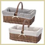 まとめ買い特価20P『スモーク煮柳』布付きの四角タイプバスケット「34×20×13cm」（片手持ち）／２種類