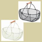 まとめ買い特価24P『ワイヤー』楕円タイプバスケット「31×20.5×13cm」（片手持ち）／２種類