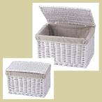 『ホワイト柳』蓋・布付き収納の四角タイプ２Ｐセット／Ａ