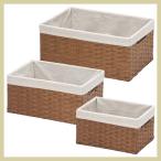 『ペーパー』布付きの四角タイプケース３Ｐセット（Ａ）／カフェオレ