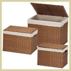 『ペーパー』蓋・布付きの四角タイプ収納３Ｐセット（Ａ）／カフェオレ