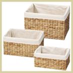 『ウォーターヒヤシンス』布付きの四角タイプケース３Ｐセット／ナチュラル